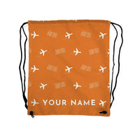 Thumbnail for Airbus A310-200 - Drawstring Bag - 3D Pattern + Name - Orange