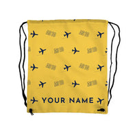 Thumbnail for Airbus A310-200 - Drawstring Bag - 3D Pattern + Name - Yellow