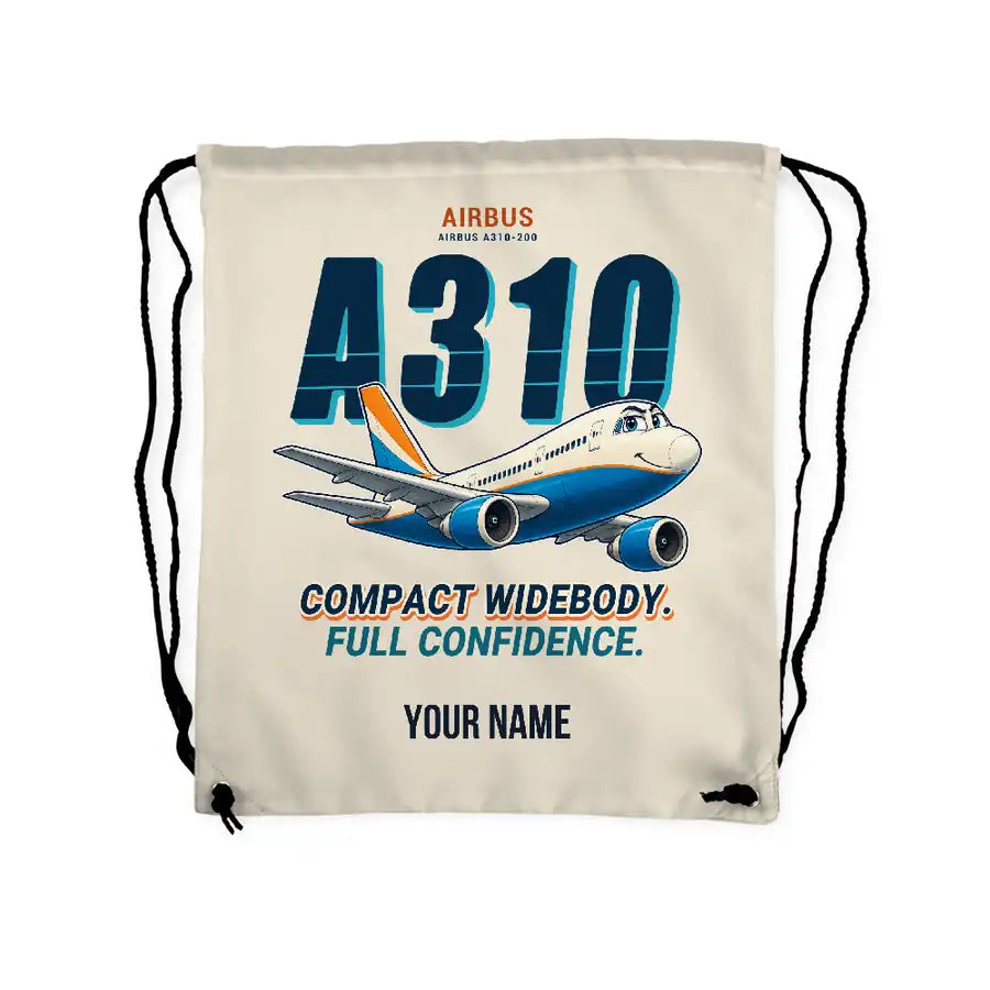 Airbus A310-200 - Drawstring Bag - Cartoon + Name - Beige