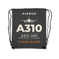 Thumbnail for Airbus A310-200 - Drawstring Bag - Heritage + Name - Gray
