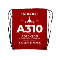 Thumbnail for Airbus A310-200 - Drawstring Bag - Heritage + Name - Red