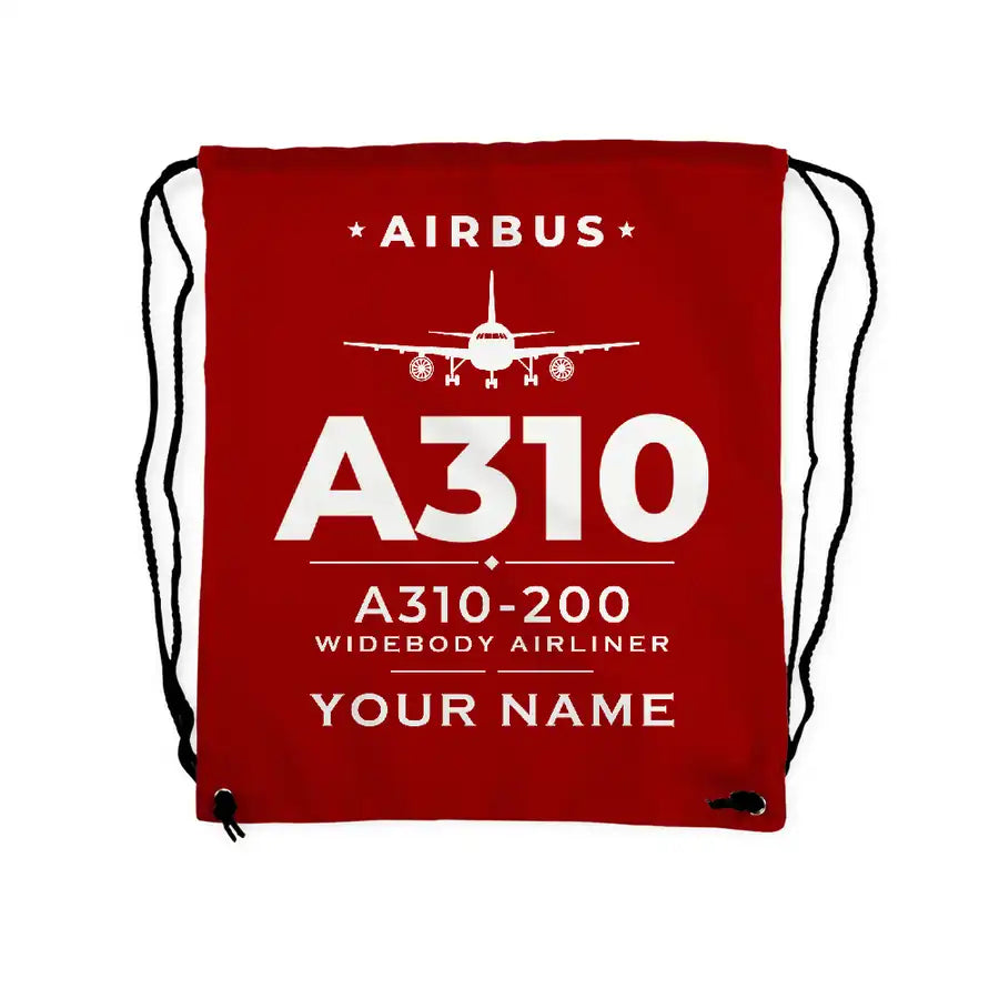 Airbus A310-200 - Drawstring Bag - Heritage + Name - Red