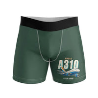 Thumbnail for Airbus A310-200 - Men Boxers - Cartoon + Name - Dark Green
