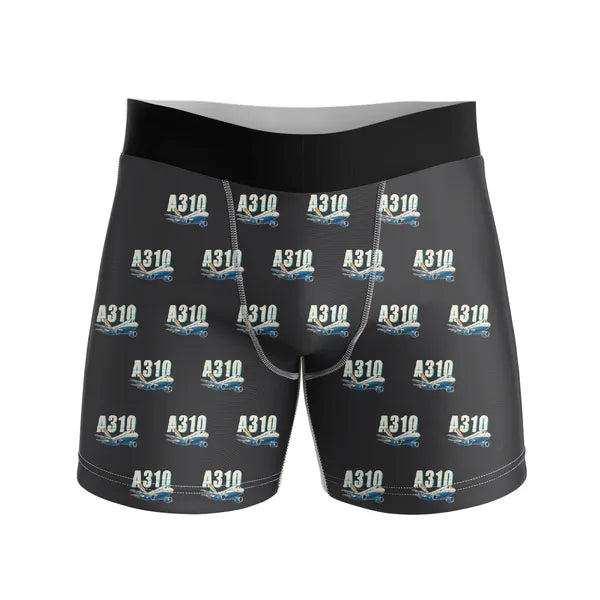 Airbus A310-200 - Men Boxers - Cartoon Pattern - Black