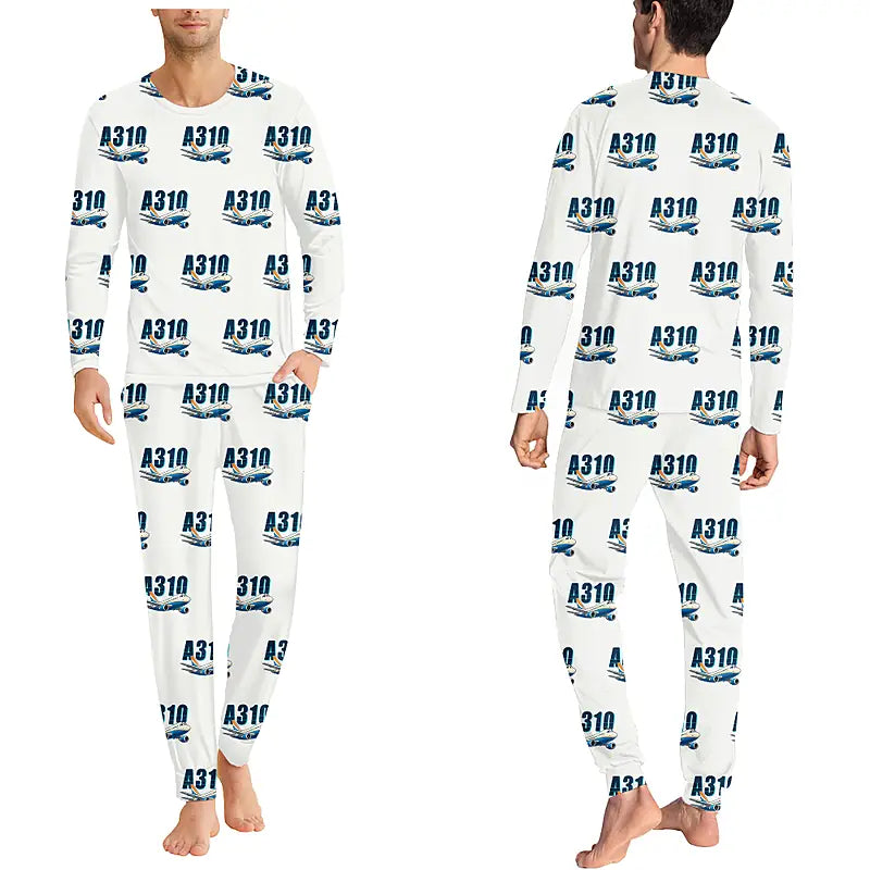 Airbus A310-200 - Men Pajamas - Cartoon Pattern - White