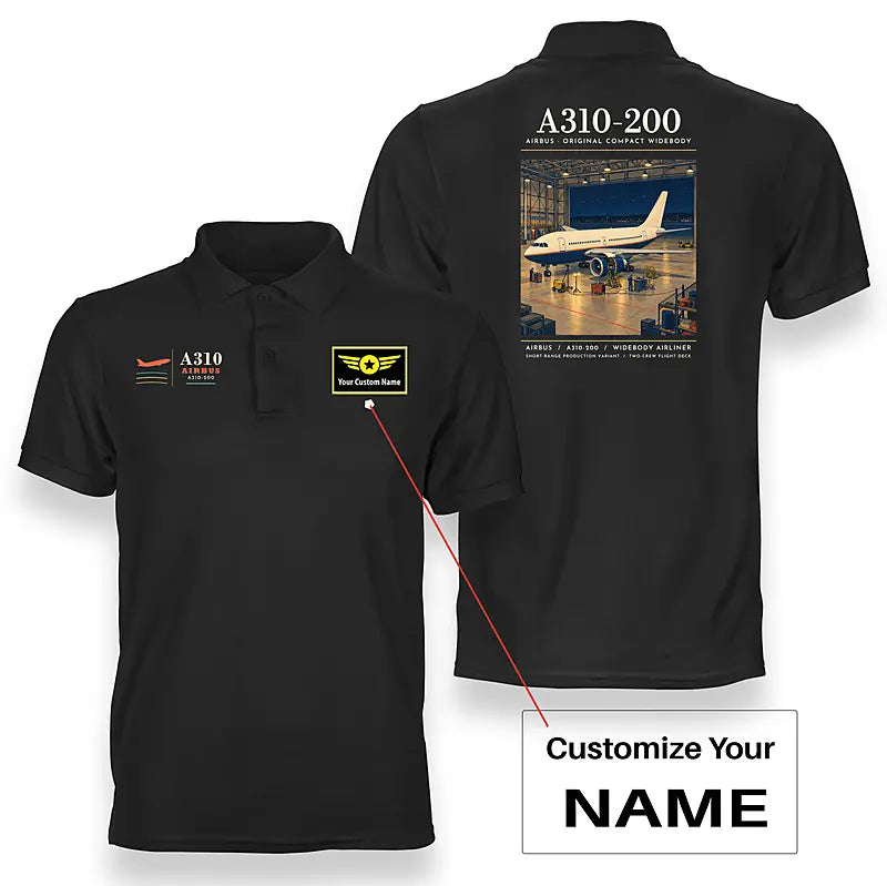 Airbus A310-200 - Poster - Double-Side Polo - Black + Name