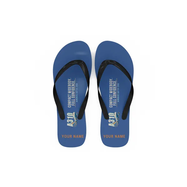 Airbus A310-200 - Slippers - Flip Flops - Cartoon + Name - Blue