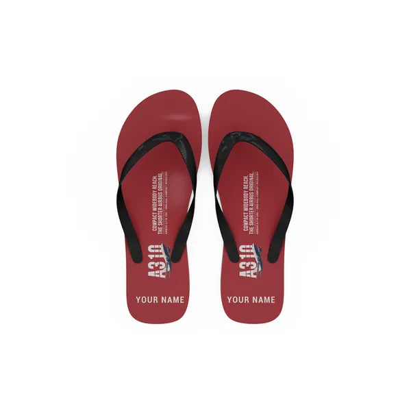Airbus A310-200 - Slippers - Flip Flops - Original + Name - Red