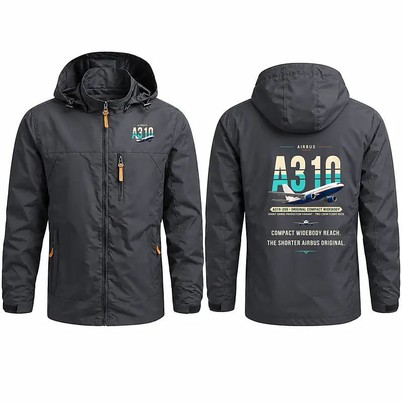 Airbus A310-200 Stylish Jackets - Hooded Windbreaker - Original - Charcoal