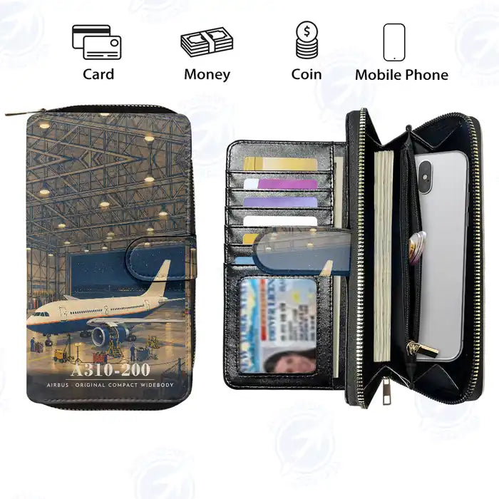 Airbus A310-200 Leather Wallets - Zip Long Wallet - 3D