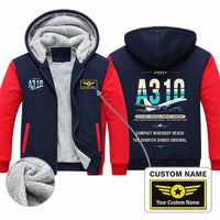 Thumbnail for Airbus A310-200 Zipped Sweatshirts - Original + Name - Navy & Red