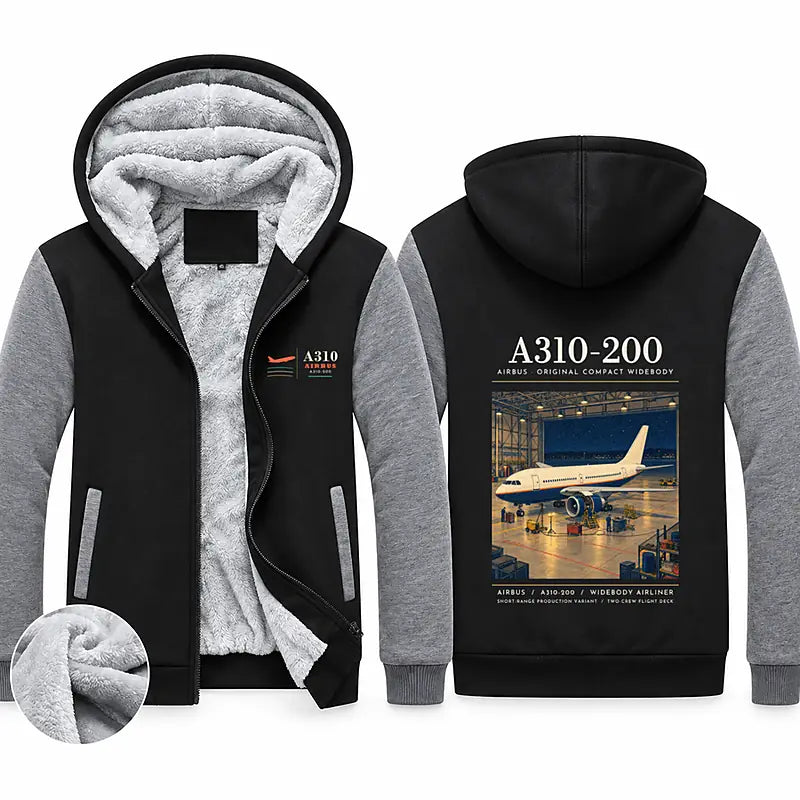 Airbus A310-200 Zipped Sweatshirts - Poster - Black & Gray