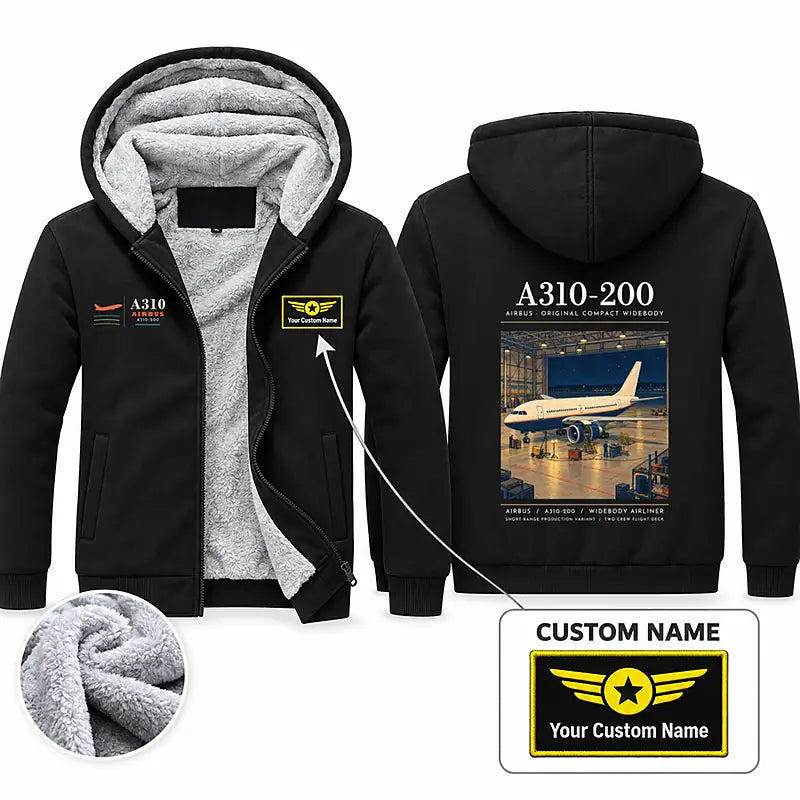 Airbus A310-200 Zipped Sweatshirts - Poster + Name - Black