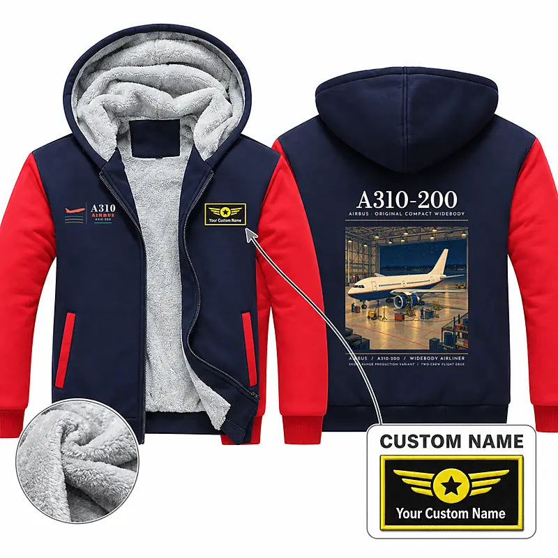 Airbus A310-200 Zipped Sweatshirts - Poster + Name - Navy & Red
