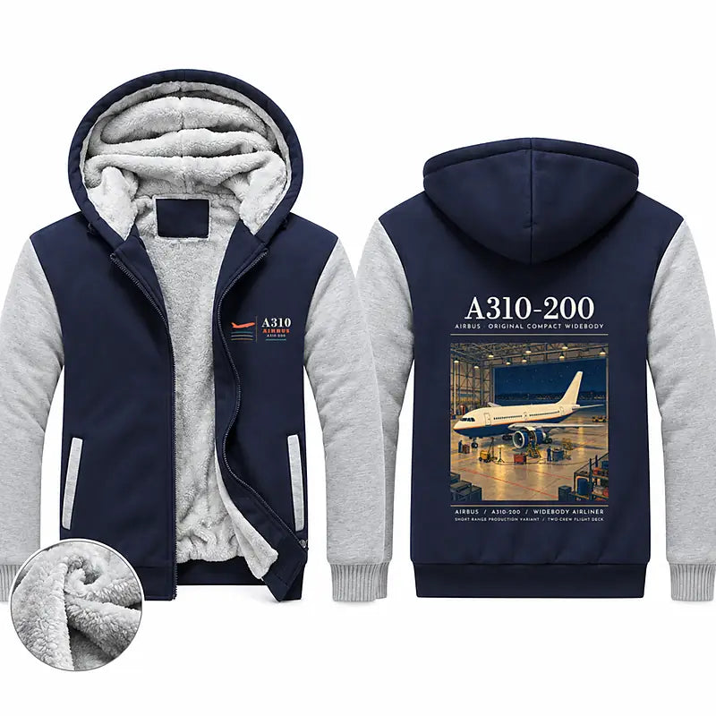 Airbus A310-200 Zipped Sweatshirts - Poster - Navy & Gray
