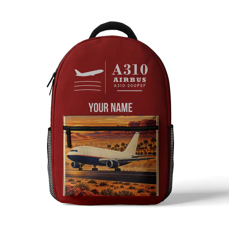 Airbus A310-200P2F - 3D Backpack - Red + Name