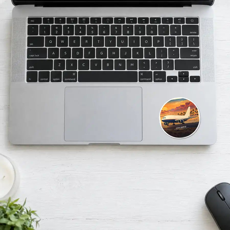Airbus A310-200P2F - 3D + Name - Circle Sticker - Laptop