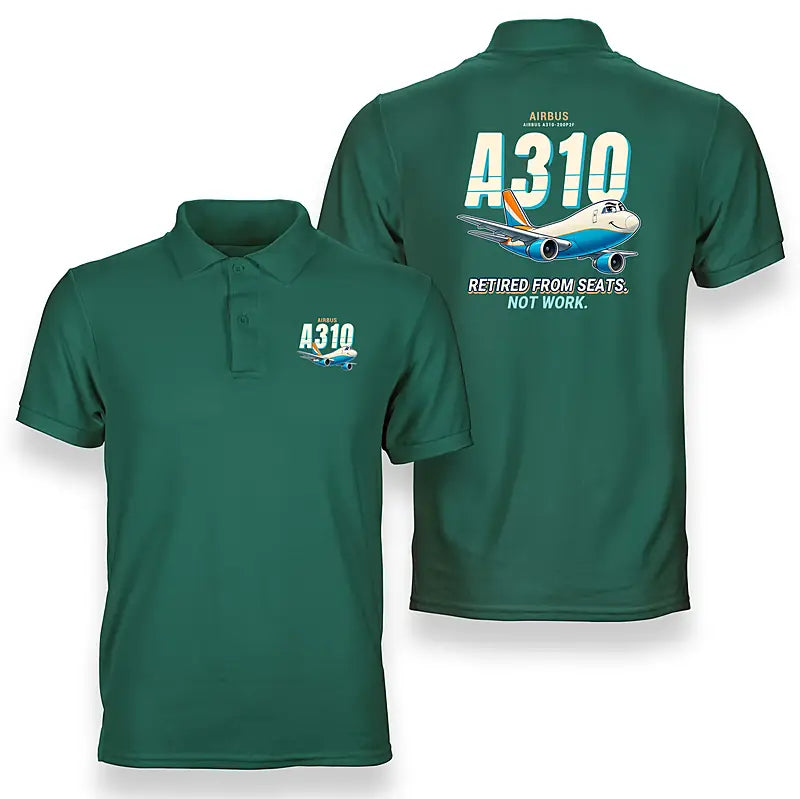 Airbus A310-200P2F - Cartoon - Double-Side Polo - Green