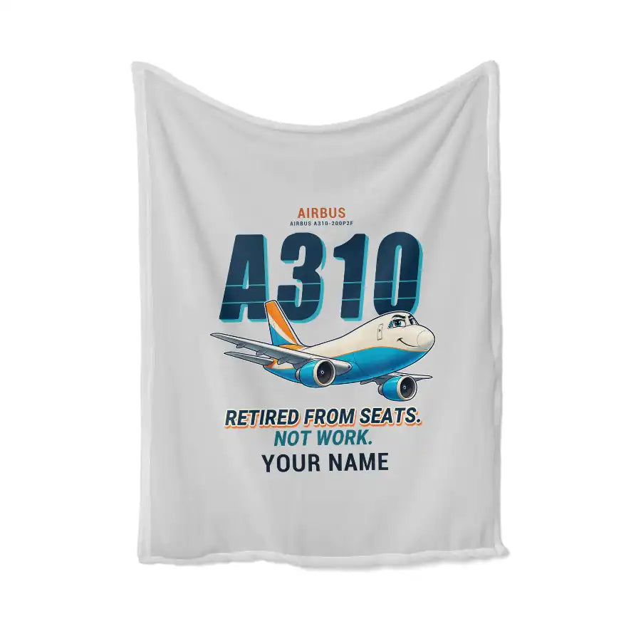 Airbus A310-200P2F - Cartoon + Name - Blanket - Light Gray