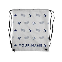 Thumbnail for Airbus A310-200P2F - Drawstring Bag - 3D Pattern + Name - Light Gray