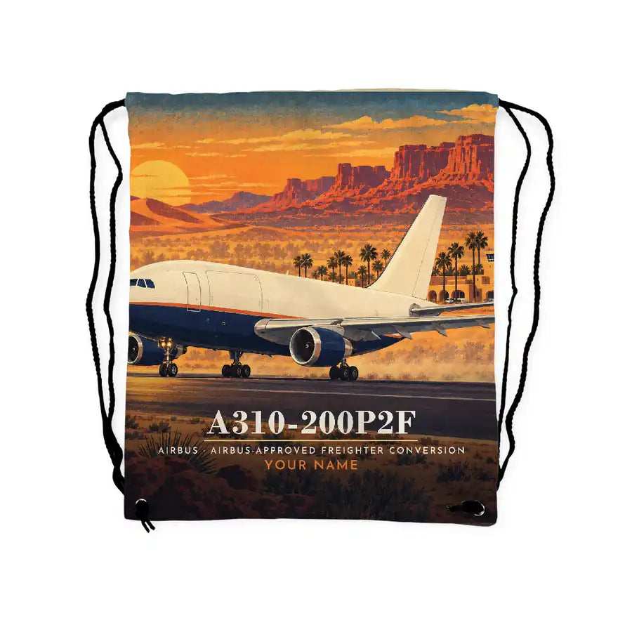 Airbus A310-200P2F - Drawstring Bag - 3D Scene + Name