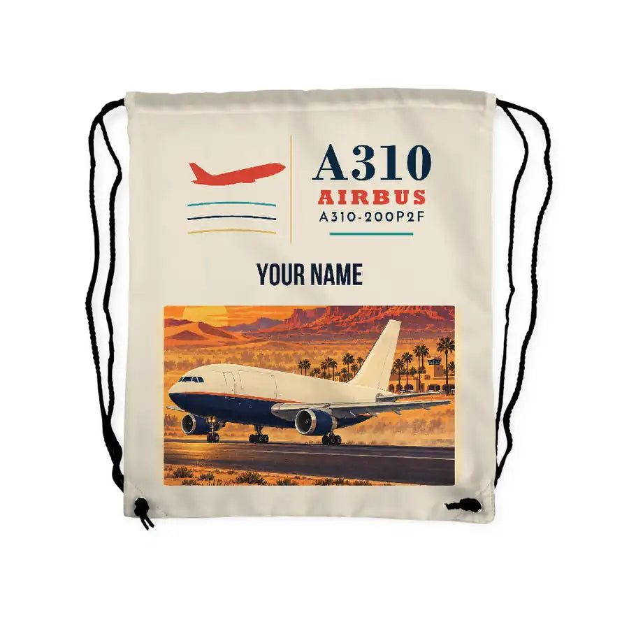 Airbus A310-200P2F - Drawstring Bag - Classic + Name - Beige