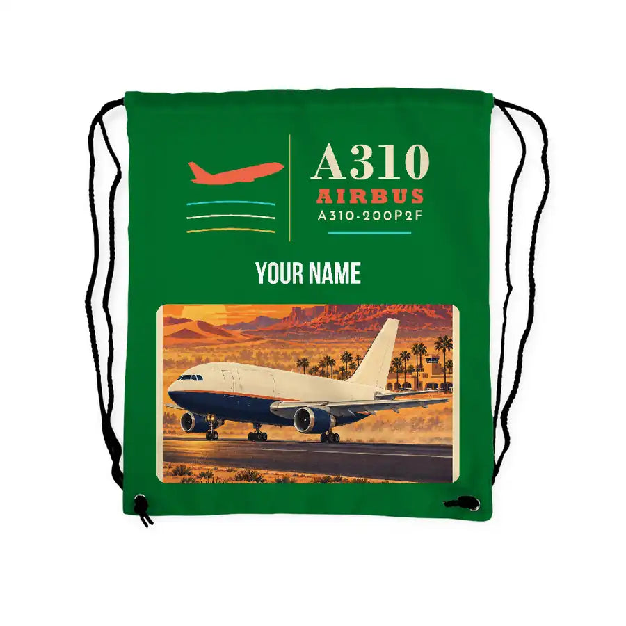 Airbus A310-200P2F - Drawstring Bag - Classic + Name - Green