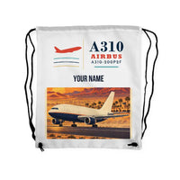 Thumbnail for Airbus A310-200P2F - Drawstring Bag - Classic + Name - White