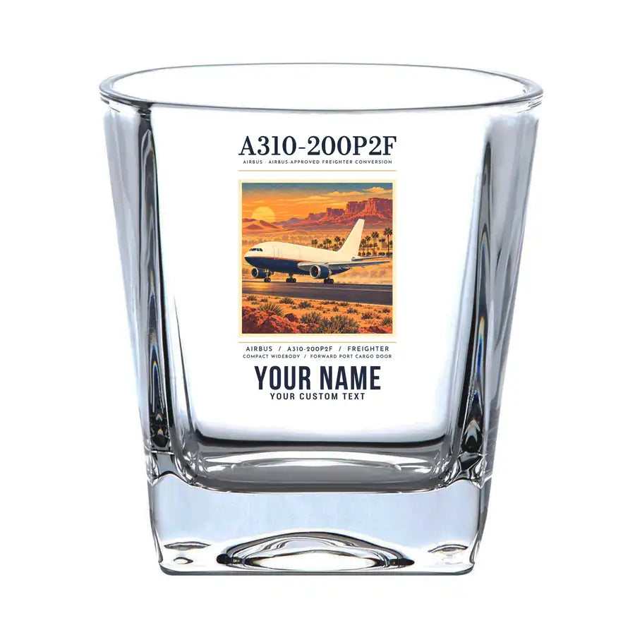 Airbus A310-200P2F - Poster + Name - Whiskey Glass
