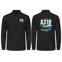 Thumbnail for Airbus A310-200P2F Premium Polo T-Shirts - Cartoon - Long Sleeve - Black