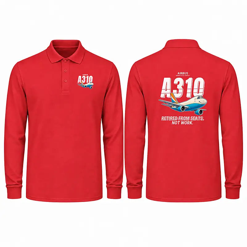 Airbus A310-200P2F Premium Polo T-Shirts - Cartoon - Long Sleeve - Red