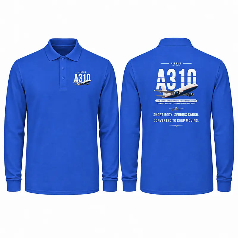 Airbus A310-200P2F Premium Polo T-Shirts - Original - Long Sleeve - Blue