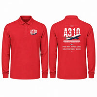 Thumbnail for Airbus A310-200P2F Premium Polo T-Shirts - Original - Long Sleeve - Red