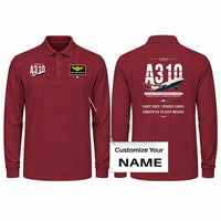 Thumbnail for Airbus A310-200P2F Premium Polo T-Shirts - Original + Name - Long Sleeve - Dark Red
