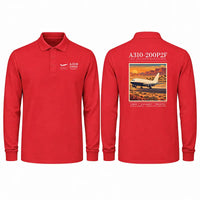 Thumbnail for Airbus A310-200P2F Premium Polo T-Shirts - Poster - Long Sleeve - Red