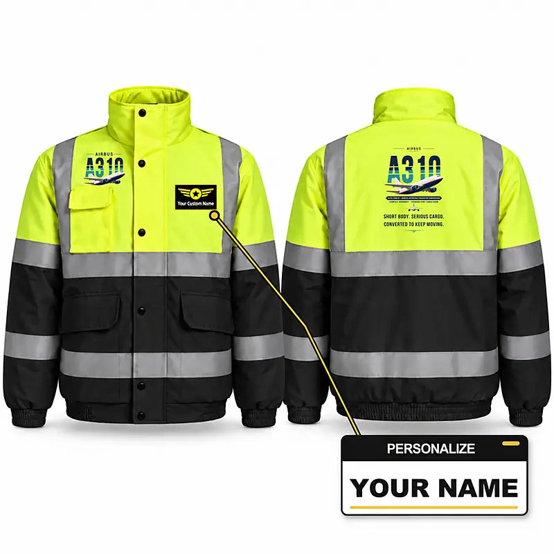 Airbus A310-200P2F Reflective Winter Jackets - Original + Name - Fluorescent Yellow & Navy