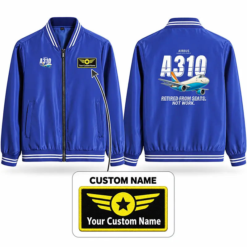 Airbus A310-200P2F Stylish Jackets - Baseball Collar - Cartoon + Name - Royal Blue