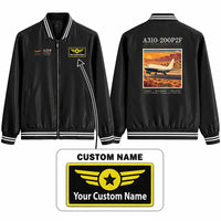 Thumbnail for Airbus A310-200P2F Stylish Jackets - Baseball Collar - Poster + Name - Black