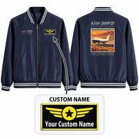 Thumbnail for Airbus A310-200P2F Stylish Jackets - Baseball Collar - Poster + Name - Navy Blue