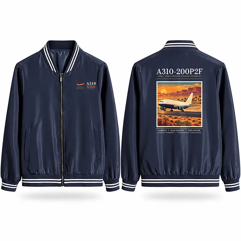 Airbus A310-200P2F Stylish Jackets - Baseball Collar - Poster - Navy Blue