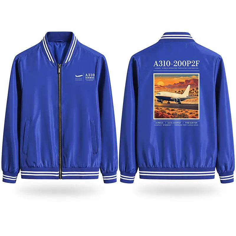 Airbus A310-200P2F Stylish Jackets - Baseball Collar - Poster - Royal Blue