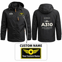 Thumbnail for Airbus A310-200P2F Stylish Jackets - Hooded Windbreaker - Heritage + Name - Black