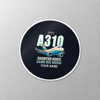 Thumbnail for Airbus A310-300 - Cartoon + Name - Circle Sticker - Close-up