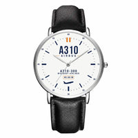 Thumbnail for Airbus A310-300 - Classic - White - Slim Leather - Silver and Black Leather Strap