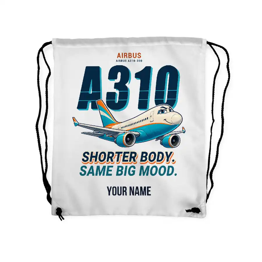 Airbus A310-300 - Drawstring Bag - Cartoon + Name - White