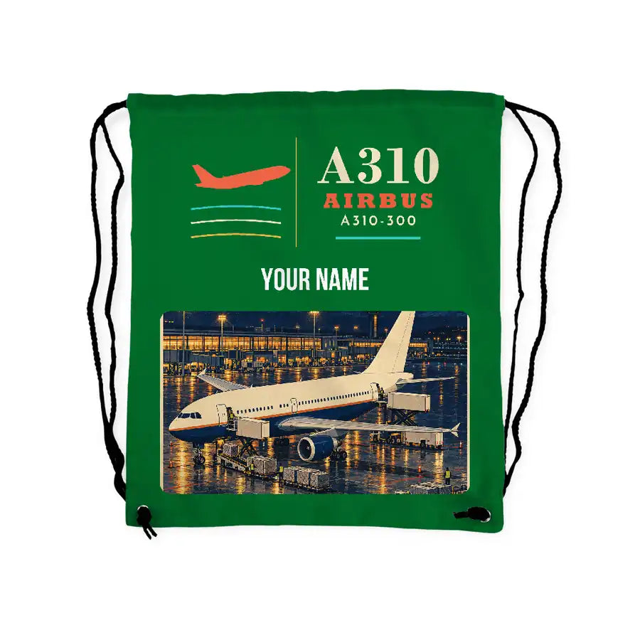 Airbus A310-300 - Drawstring Bag - Classic + Name - Green