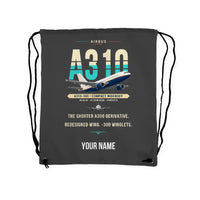 Thumbnail for Airbus A310-300 - Drawstring Bag - Original + Name - Gray