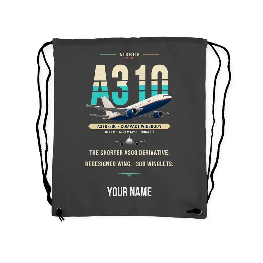 Airbus A310-300 - Drawstring Bag - Original + Name - Gray