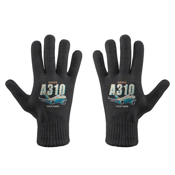 Airbus A310-300 - Gloves - Full - Cartoon + Name - Black