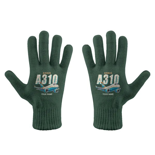 Airbus A310-300 - Gloves - Full - Cartoon + Name - Dark Green